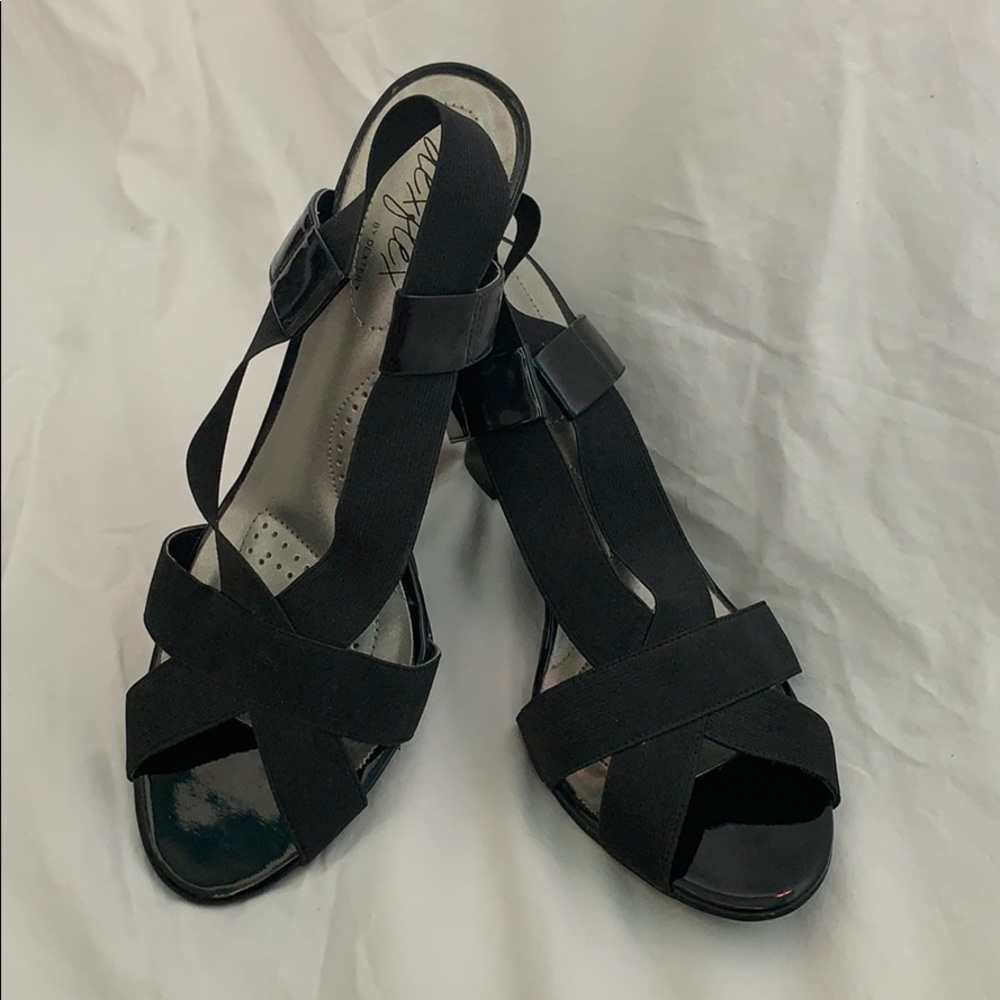 Strappy Black Wedge Heels